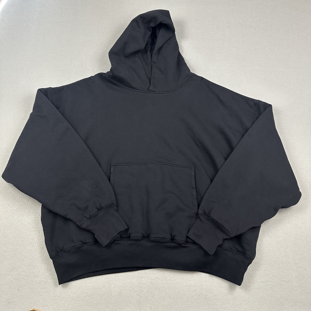 YZY Sweater Men 2XL Black Pullover Hood Heavyweight Fleece Kanye Pocket XXL